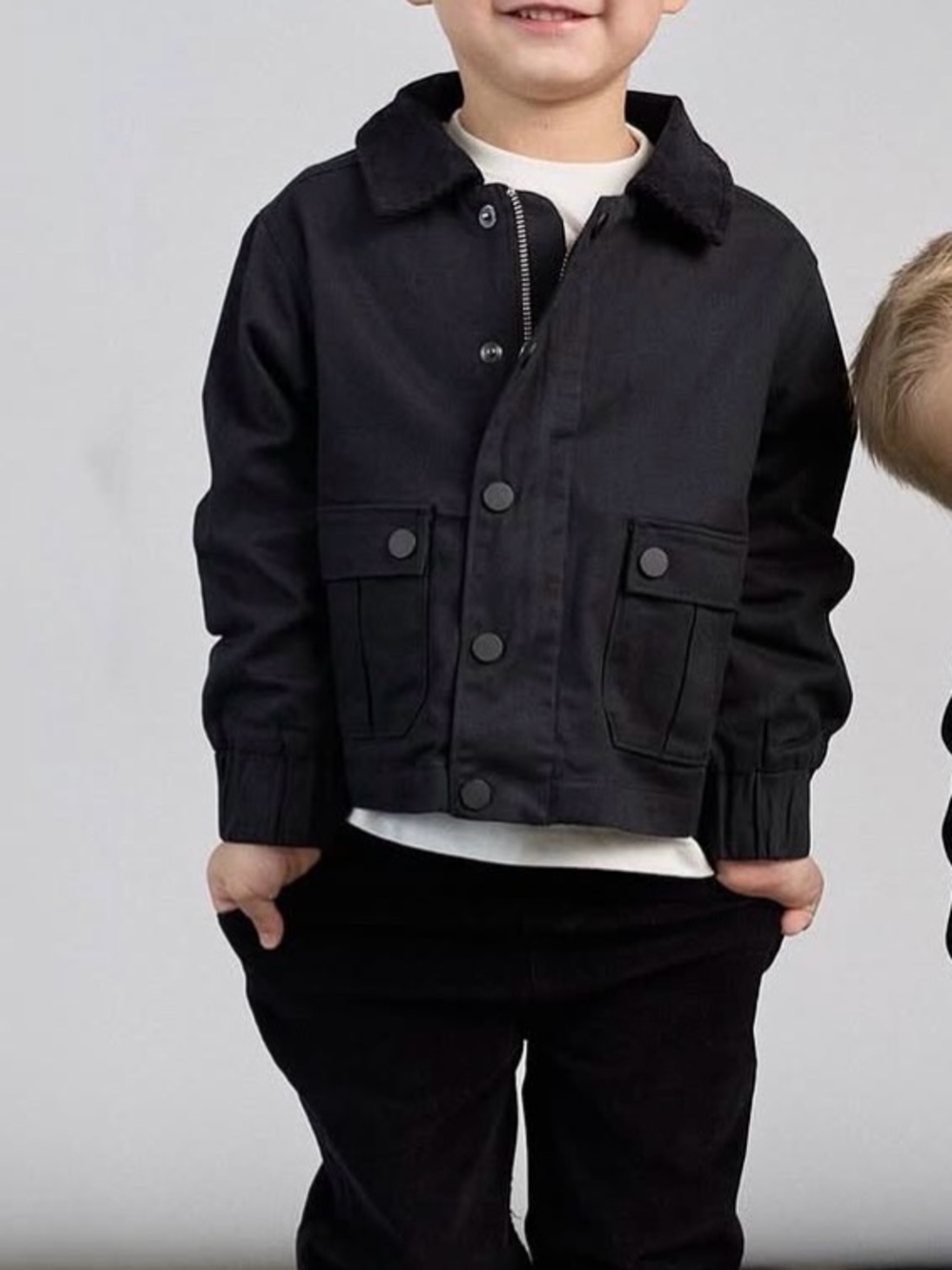 Little Bipsy Black Military-Style Field Jacket